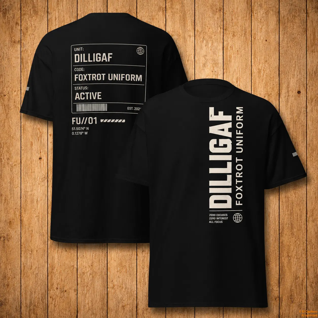 DILLI FU Tee - Caballeros – – black_dilligaffu_holz – El Capitano